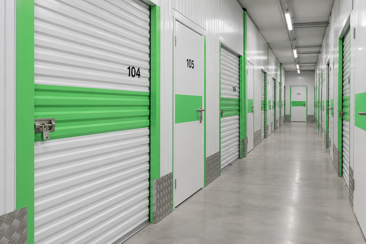 Illustration: corridor of indoor storage boxes Box Flambère in Toulouse Purpan